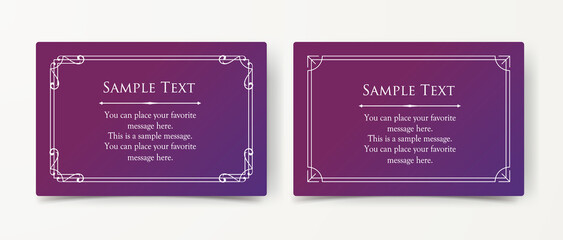 高級感のあるカードデザイン。アンティークな装飾デザイン。エレガントな縁の模様。