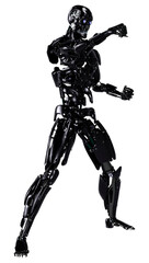 3D Rendering Male Robot on White