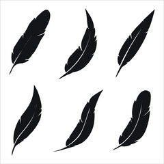 illustration of an old feather. Feather feather silhouette. Retro image of letter with feather icon