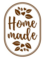 Home made stamp with house and plant illustration	
