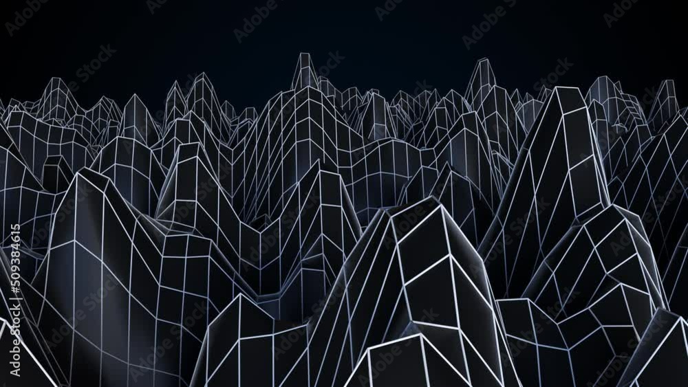 Poster black low poly. computer generated 3d render
