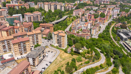 Obraz premium Aerial view of the Chianchetta district in Potenza, the capital of the Basilicata region, in Italy.