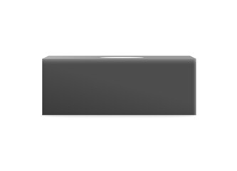 Black tissue cardboard box side view, realistic vector illustration isolated.