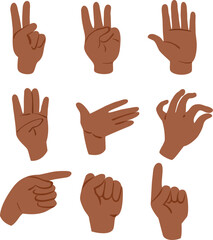 Human hands. Vector image. Gestures