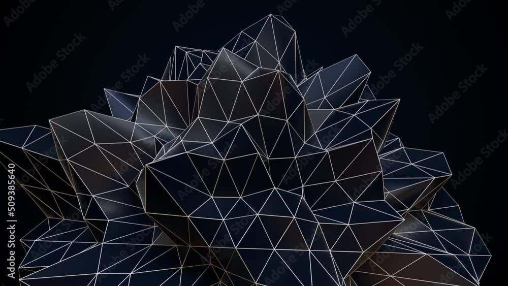 Poster black low poly. computer generated 3d render
