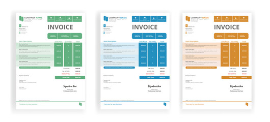 Invoice template with three colors