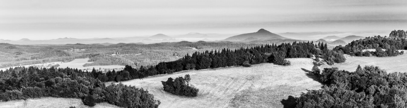 Panoramic view of Ralsko Mountain