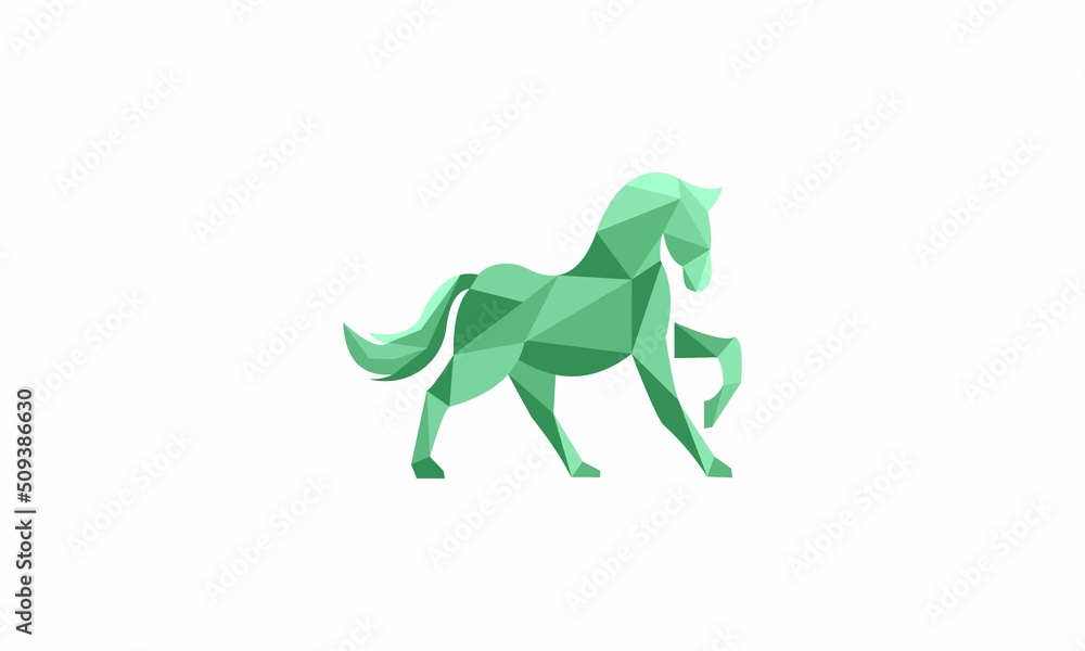 Wall mural green polygon horse