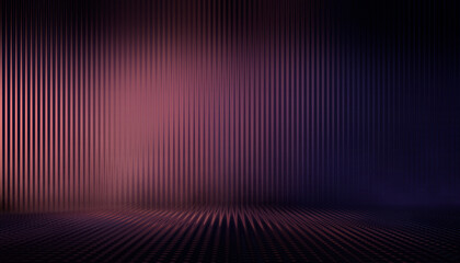 Dark abstract modern neon background. Empty night neon scene with rays of light, smoke, smog, disco background, spotlights. Reflections of rays on a wet surface. 3D illustration.