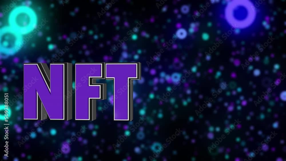 Poster nft text. computer generated 3d render