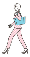 Businesswoman walking with a smile [Vector illustration].
