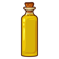 Olive oil bottle vector cartoon illustration isolated on a white background.