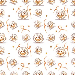 cute sheep seamless pattern background