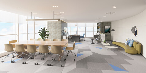3d render of modern working office