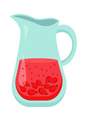 Jug with fruit compote Healthy Food. Vector illustration