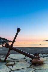 Sunset over the Oslofjord in the small town of Hvitsten, between Drobak and Son - obrazy, fototapety, plakaty