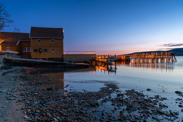 Sunset over the Oslofjord in the small town of Hvitsten, between Drobak and Son