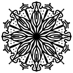 Mandala ornament.  Hand drawn circular pattern in black color izolated on white background. Islam, Arabic, Indian, ottoman motifs. Vector illustration.