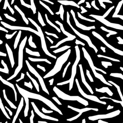 Seamless pattern animals rough striped on black background. Monochrome fur wild animals tiger or zebra.