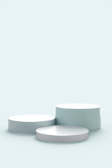 Abstract podium on a light blue background. 3d render illustration.