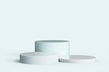 Abstract podium on a light blue background. 3d render illustration.