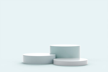 Abstract podium on a light blue background. 3d render illustration.