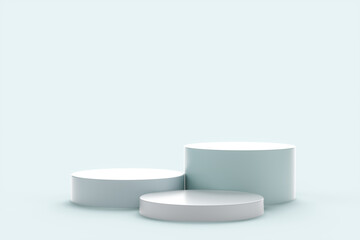Abstract podium on a light blue background. 3d render illustration.