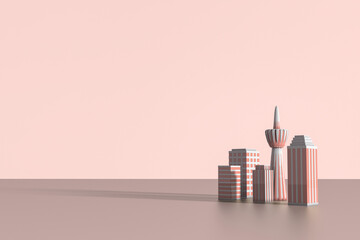 高層ビル群の都市風景　Skyscrapers, 3d rendering.	