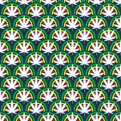 Seamless pattern with leaves of hemp Marijuana leaf. Cannabis plant scales background. Vector