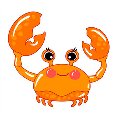 crab vector illustration. drawn cartoon character crab vector illustration isolated on white background.