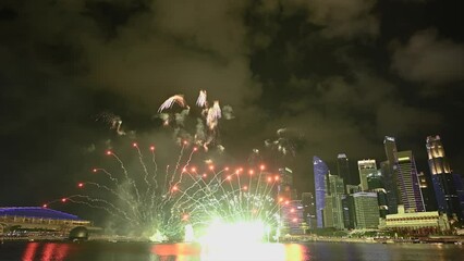 Singapore fireworks display celebration at Marina Bay, Colorful New Year Firework 4K