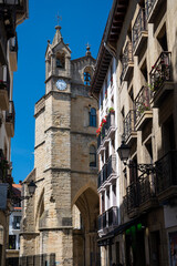 Fototapeta na wymiar Old downtown of San Sebastian or Donostia city, touristic destination in Basque Country, north of Spain