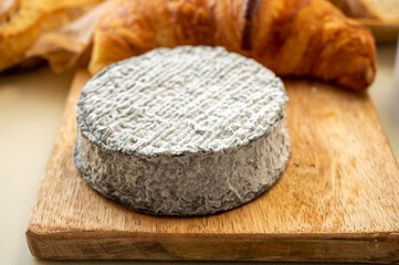 French goat cheese selles-sur-cher and fresh croissants