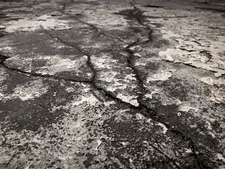 Abstract Crack in Cement Lines Cracked Broken