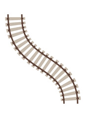 Realistic train track railroad contour, vector illustration