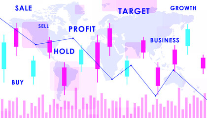 2d rendering Stock market online business concept. business Graph 