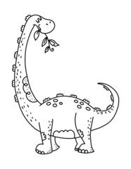 Dinosaur coloring page for kids. Kids animal art.