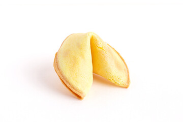 Fortune cookie on a pastel pink background. Chinese tradition Isolate