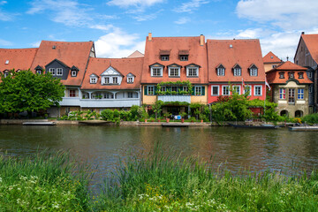 Fototapeta na wymiar The historic old town of Bamberg on the River Regnitz