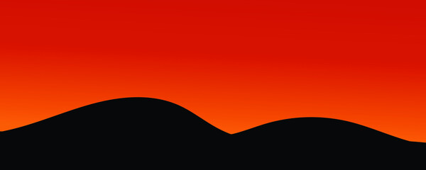 sunset background with silhouettes of plains and tree branches. illustration of natural orange to yellow twilight