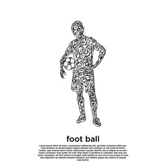 abstract line art drawing of football player.vector illustration.doodle of football player carrying the ball.eps 10