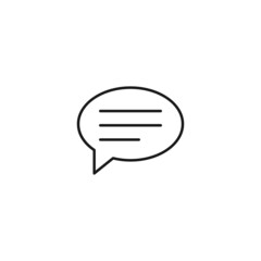 Black and white simple sign. Monochrome minimalistic illustration suitable for apps, books, templates, articles etc. Vector line icon of long thin lines inside of speech bubble