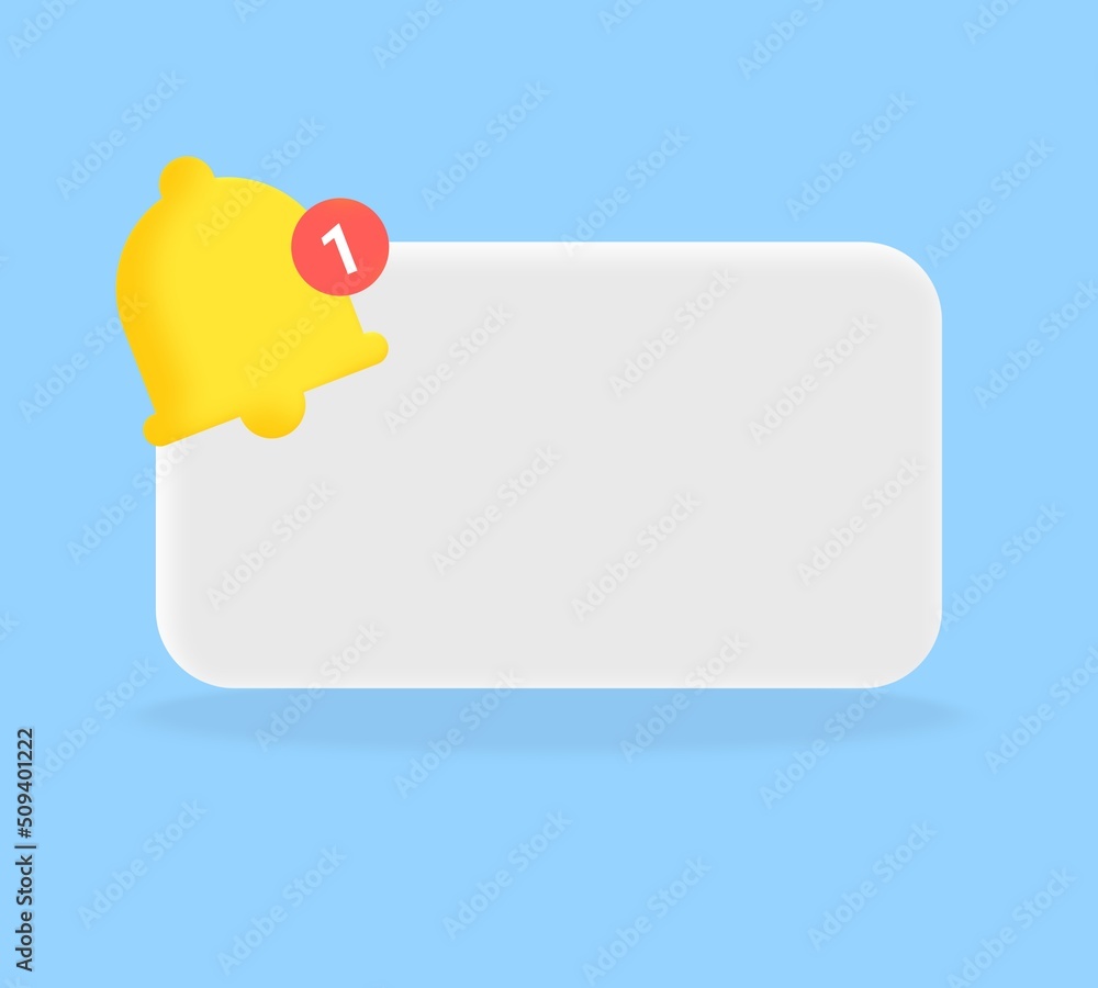 Poster 3d empty reminder popup, push notification icon. reminder popup bell notification alert or alarm ico