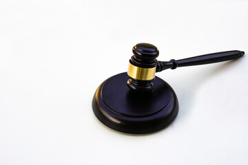 Judge gavel, lawyer, law, justice on white background.