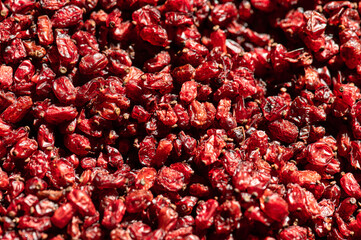 Macro shot of red barberries
