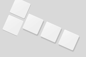 Blank square business card for mockup. 3D Render.