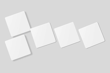 Blank square business card for mockup. 3D Render.