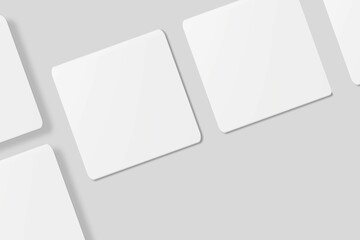 Blank square business card for mockup. 3D Render.