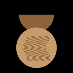 Boho Minimalist Beige Gold Symbol Silhouette. Boho Poster Print Template. Boho Graphic Element Icon Pattern Background