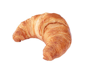 Croissant french closeup isolated on white background.